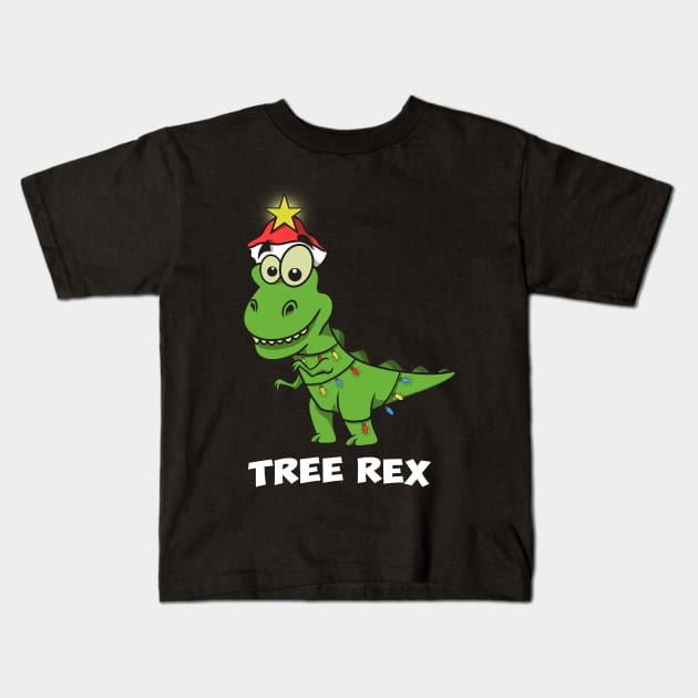 Tree Rex Funny T-Rex Christmas Kids T-Shirt by Gavinstees